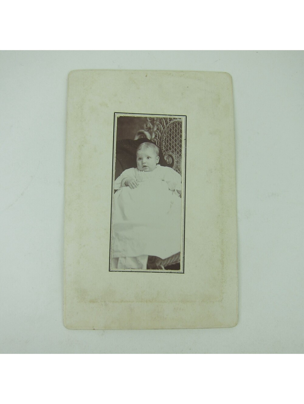 Cabinet Card Photograph Baby in White Baker & Bobier's Greenville Ohio Antique